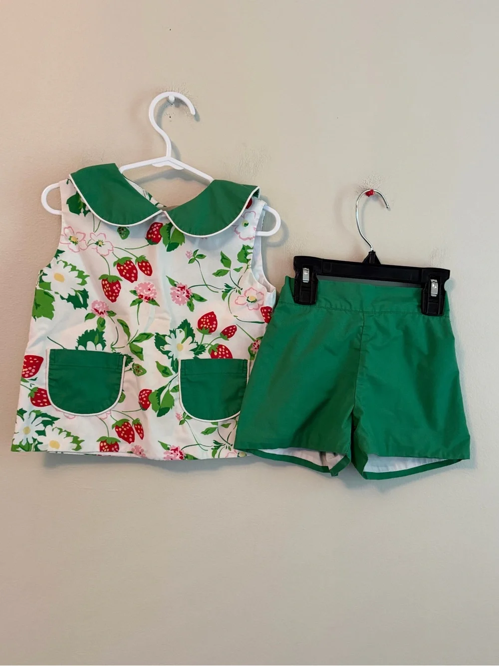 The Beaufort Bonnet Company Strawberry Floral Tank with Green Shorts Set